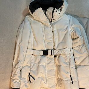 Canada Goose Cream Hooded Puffer Jacket
